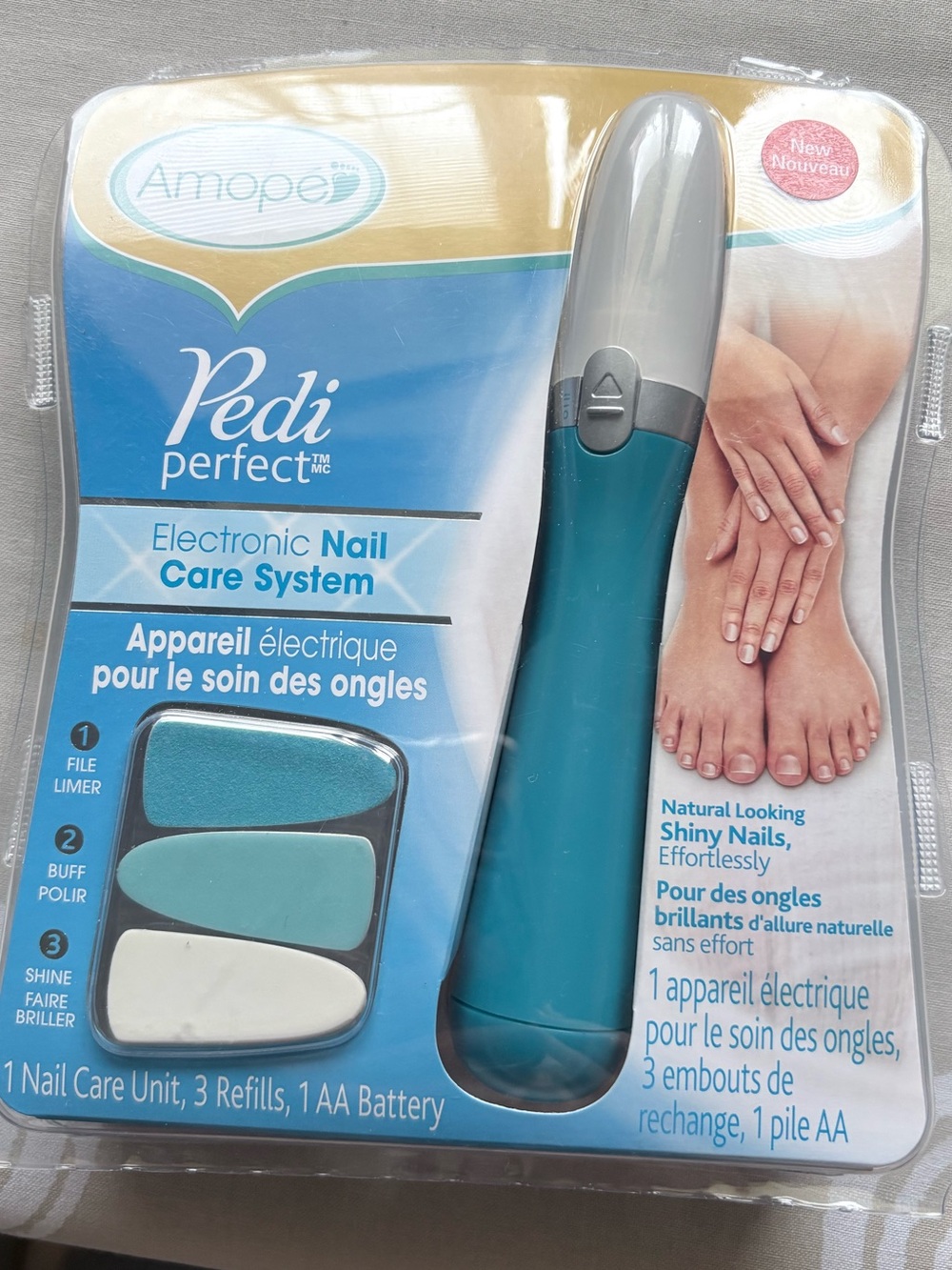 AMO Pedi Perfect Electronic Nail Care System - Teal & Gray